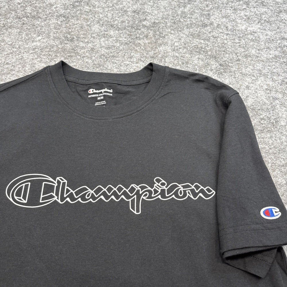 Champion t-shirts men's medium black gray short sleeve casual logo school LOT - Picture 2 of 15